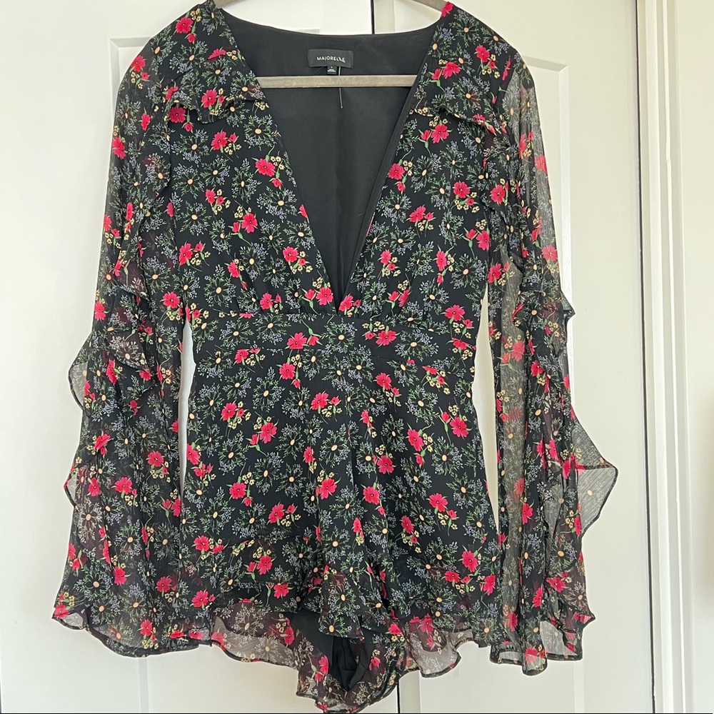 Majorelle Black Floral Devon Romper - Picture 2 of 5